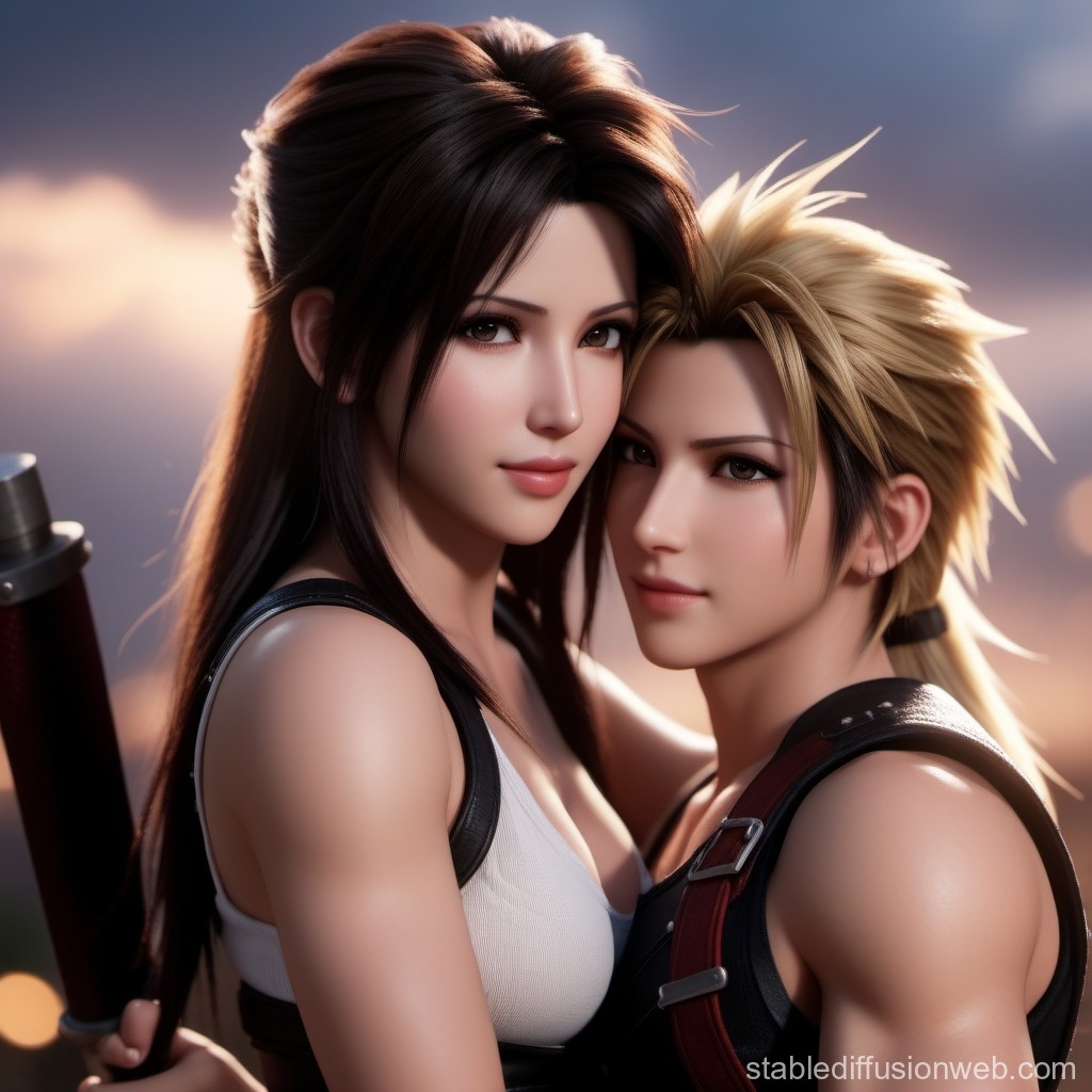 Tifa Lockhart And Cloud black maid