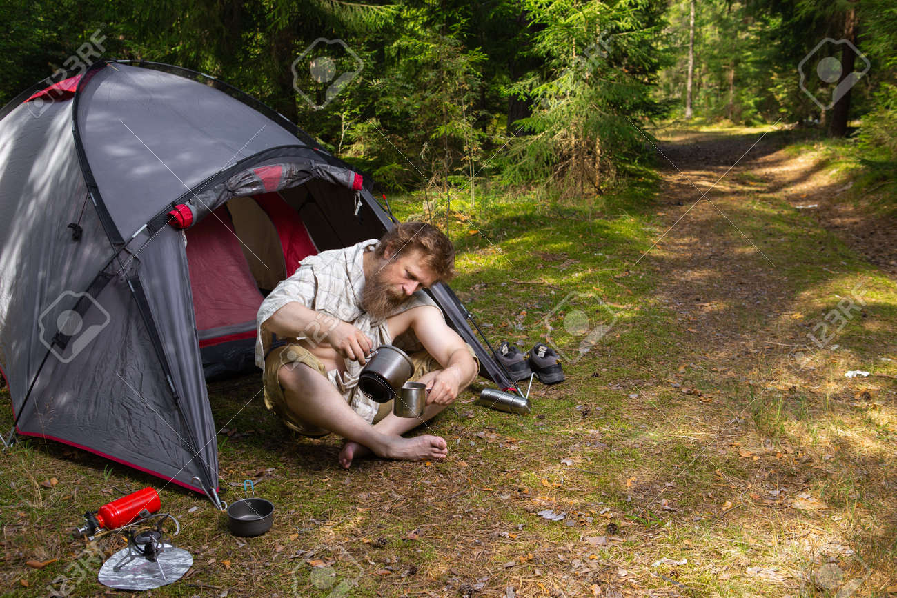 naked at campsite