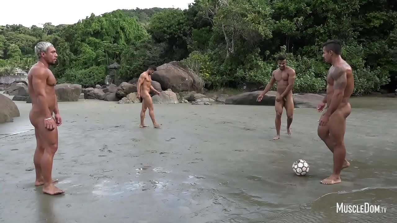 playing football naked